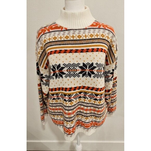 CHUNKY VINTAGE SWEATER CROQUET CLUB WOMENS SIZE MEDIUM WINTER THEMED - Picture 1 of 15